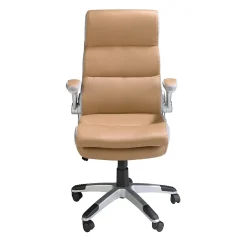 Fauteuil de Bureau Pivotant en Similicuir Marron avec Accoudoirs Confortables