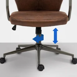 Fauteuil De Bureau Pocatello en Similicuir, Hauteur Réglable Et Siège Pivotant, Accoudoirs, Piètement Métal Cognac