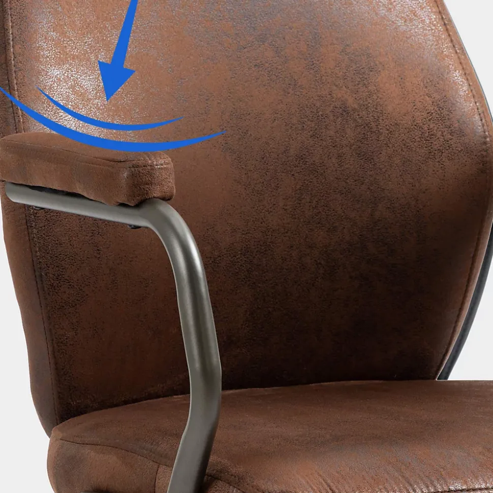 Fauteuil De Bureau Pocatello en Similicuir, Hauteur Réglable Et Siège Pivotant, Accoudoirs, Piètement Métal Cognac