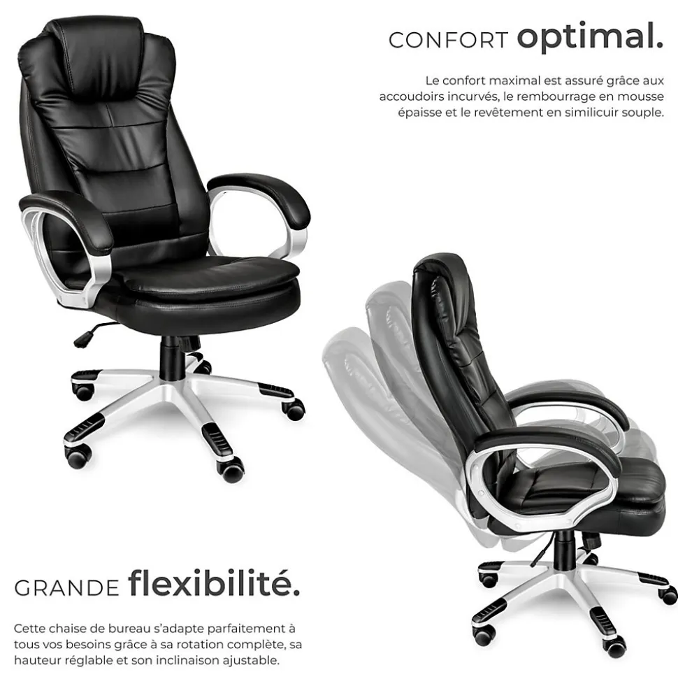 Fauteuil de bureau Rotatif à 360 et réglable en hauteur noir