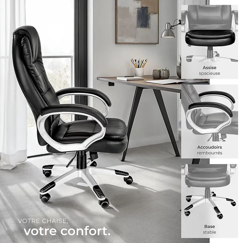 Fauteuil de bureau Rotatif à 360 et réglable en hauteur noir