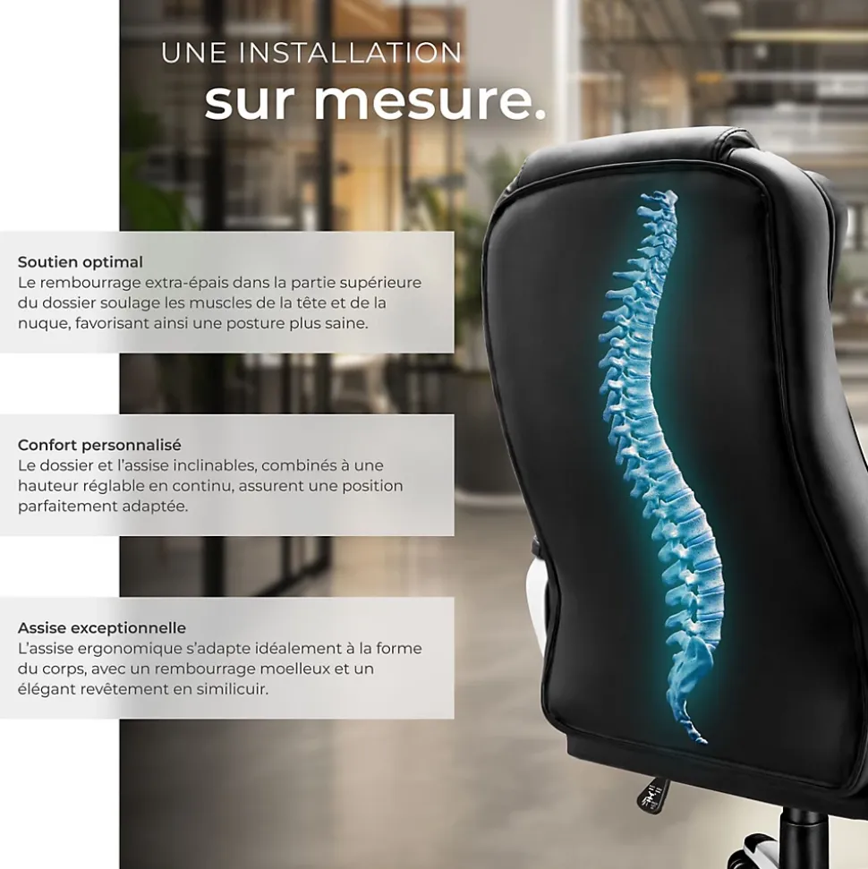 Fauteuil de bureau Rotatif à 360 et réglable en hauteur noir