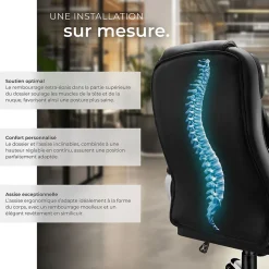 Fauteuil de direction rotatif à 360 réglable avec accoudoirs noir