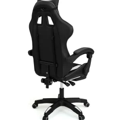 Fauteuil de gaming ALEX réglable avec repose-pied, coussin de tête et coussin lombaire noir blanc et gris