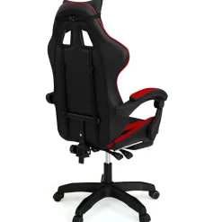 Fauteuil de gaming ALEX réglable avec repose-pied, coussin de tête et coussin lombaire noir et rouge