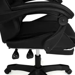 Fauteuil de gaming ALEX réglable avec repose-pied, coussin de tête et coussin lombaire noir