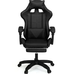 Fauteuil de gaming ALEX réglable avec repose-pied, coussin de tête et coussin lombaire noir