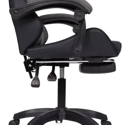 Fauteuil de gaming LED LUC avec repose-pied, coussin de tête et support lombaire noir et gris