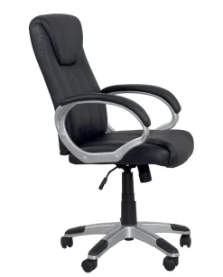 Fauteuil Direction Simili Basculante Hauteur Réglable Pivotant Accoudoirs Rembourrés BORA (noir)