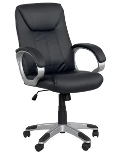 Fauteuil Direction Simili Basculante Hauteur Réglable Pivotant Accoudoirs Rembourrés BORA (noir)