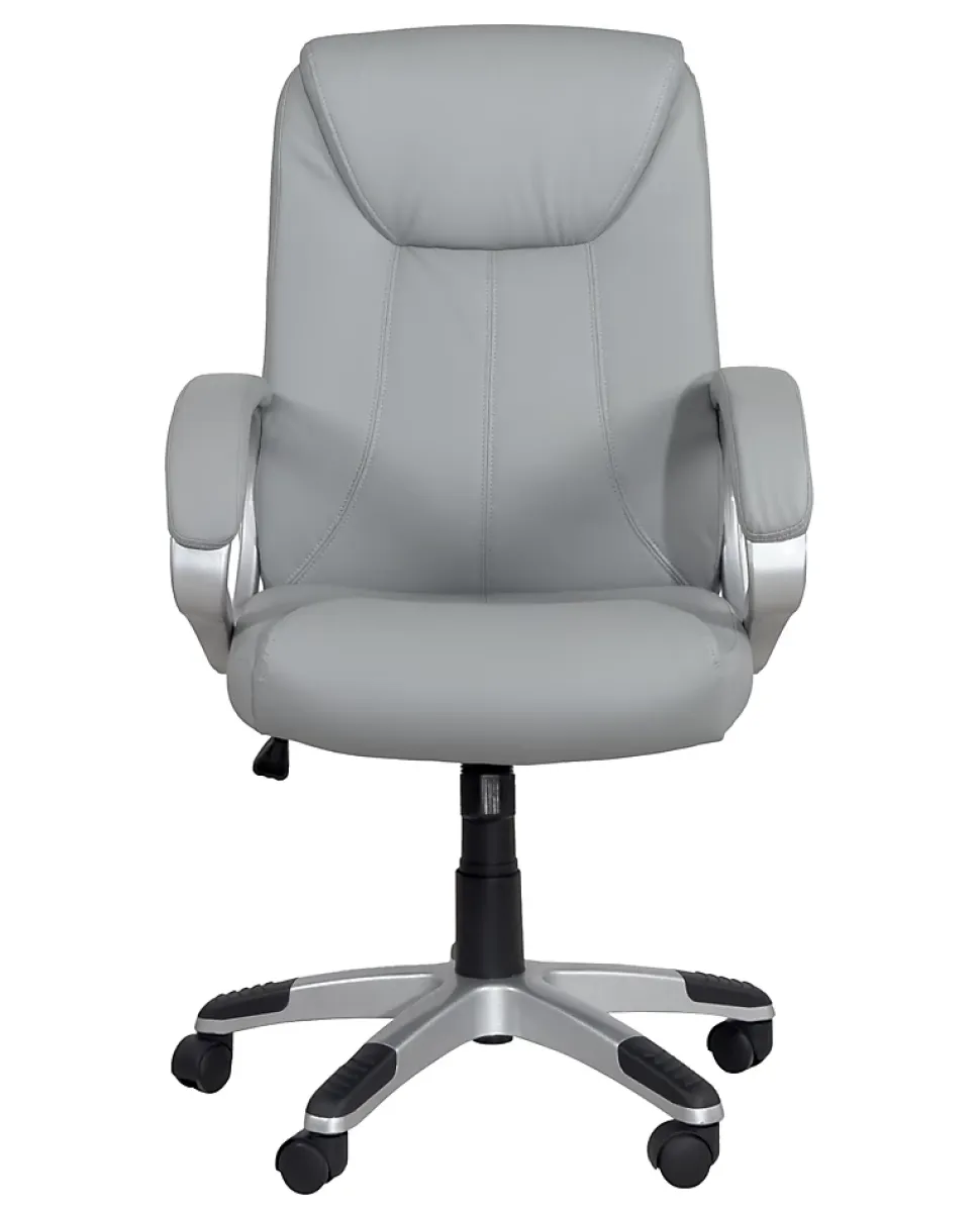 Fauteuil Direction Simili Basculante Hauteur Réglable Pivotant Accoudoirs Rembourrés BORA (gris)