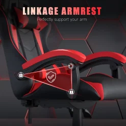 Fauteuil gamer ergonomique en similicuir avec support lombaire et appuie-tête