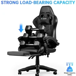 Fauteuil gamer ergonomique avec repose-pieds, dossier inclinable et support lombaire