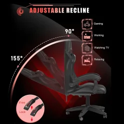 Fauteuil gamer LED RGB ergonomique en similicuir avec support lombaire réglable