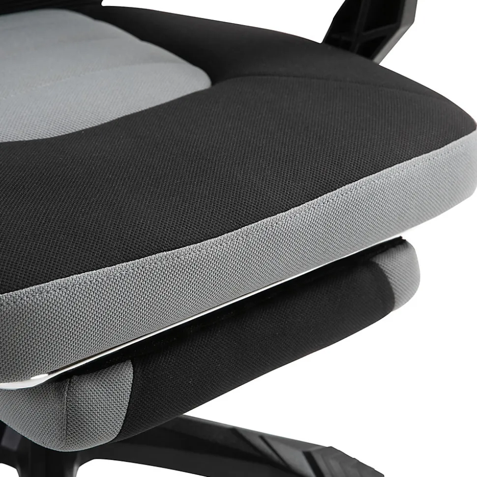 Fauteuil gaming chaise gamer dossier et hauteur réglable roulettes pivotantes repose-pied tissu maille gris noir