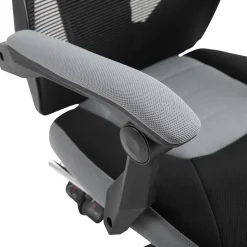 Fauteuil gaming chaise gamer dossier et hauteur réglable roulettes pivotantes repose-pied tissu maille gris noir