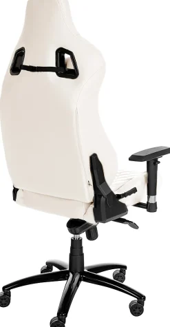 Fauteuil gaming en cuir, hauteur réglable, dossier inclinable, coussin lombaire, pivotant Blanc