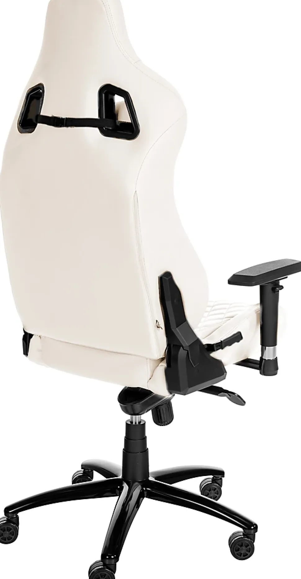 Fauteuil gaming en cuir, hauteur réglable, dossier inclinable, coussin lombaire, pivotant Blanc
