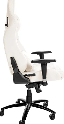 Fauteuil gaming en cuir, hauteur réglable, dossier inclinable, coussin lombaire, pivotant Blanc