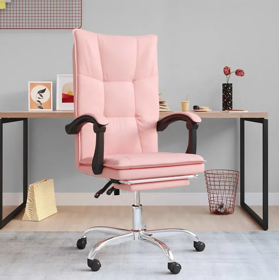 Fauteuil inclinable de bureau Rose Similicuir vidaXL