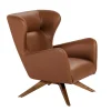 Fauteuil Pivotant en Similicuir Marron avec Accoudoirs Modernes