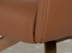 Fauteuil Pivotant en Similicuir Marron avec Accoudoirs Modernes