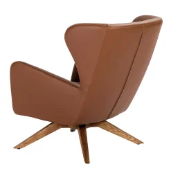 Fauteuil Pivotant en Similicuir Marron avec Accoudoirs Modernes