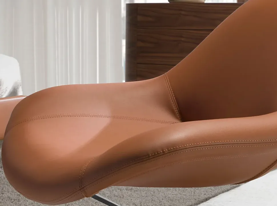 Fauteuil pivotant en similicuir marron moderne et élégant