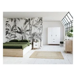 FINLANDEK Commode de chambre VANKKA scandinave decor chene et blanc mat + pieds en bois massif - L 80 cm