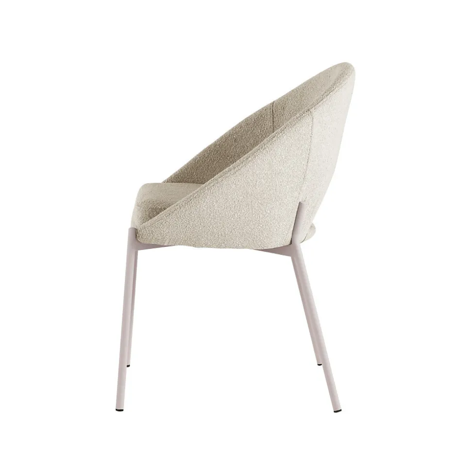 Frida - Lot de 2 chaises en tissu bouclette et métal - Beige