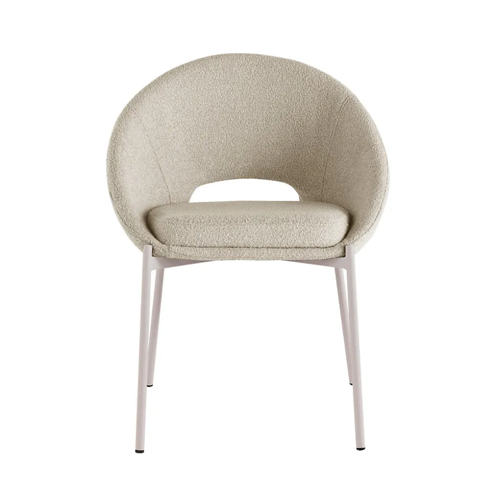Frida - Lot de 2 chaises en tissu bouclette et métal - Beige