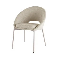 Frida - Lot de 2 chaises en tissu bouclette et métal - Beige