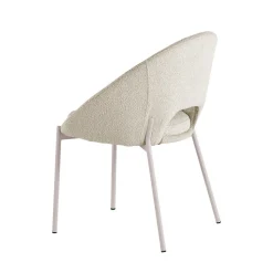 Frida - Lot de 2 chaises en tissu bouclette et métal - Beige