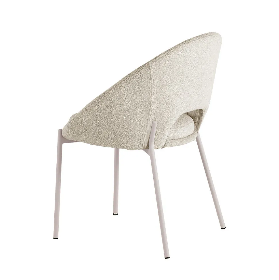 Frida - Lot de 2 chaises en tissu bouclette et métal - Beige