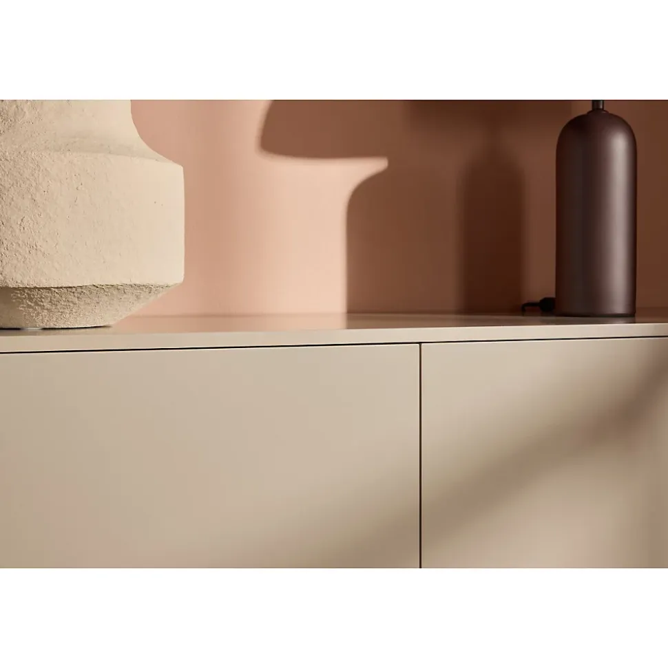 Frihamn - Meuble TV suspendu 2 tiroirs en bois L160cm - Beige