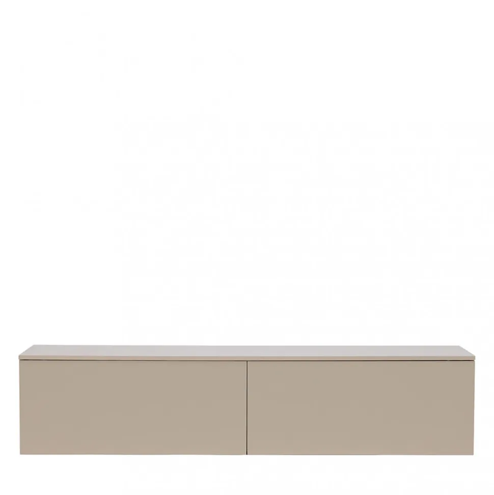 Frihamn - Meuble TV suspendu 2 tiroirs en bois L160cm - Beige