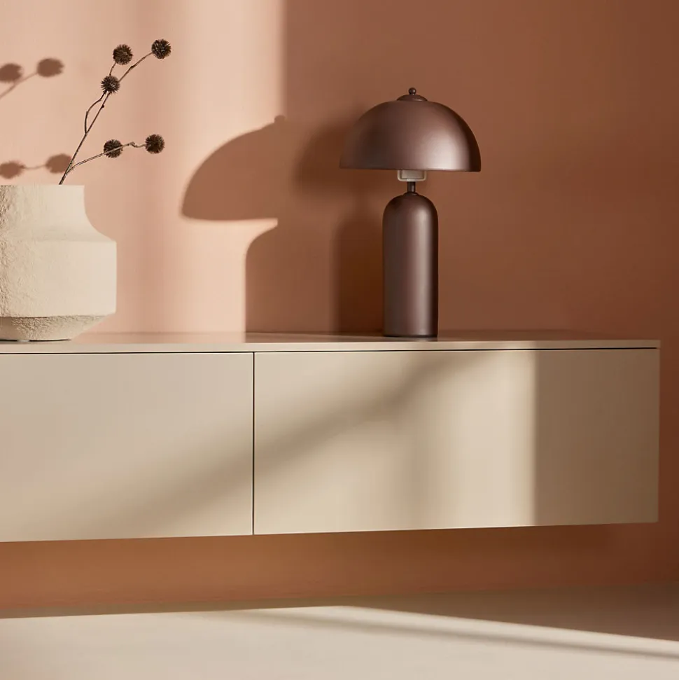 Frihamn - Meuble TV suspendu 2 tiroirs en bois L160cm - Beige