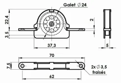 Galet à roulement gorge 4,2mm épaisseur 7,5mm pièce - MONIN - 111110