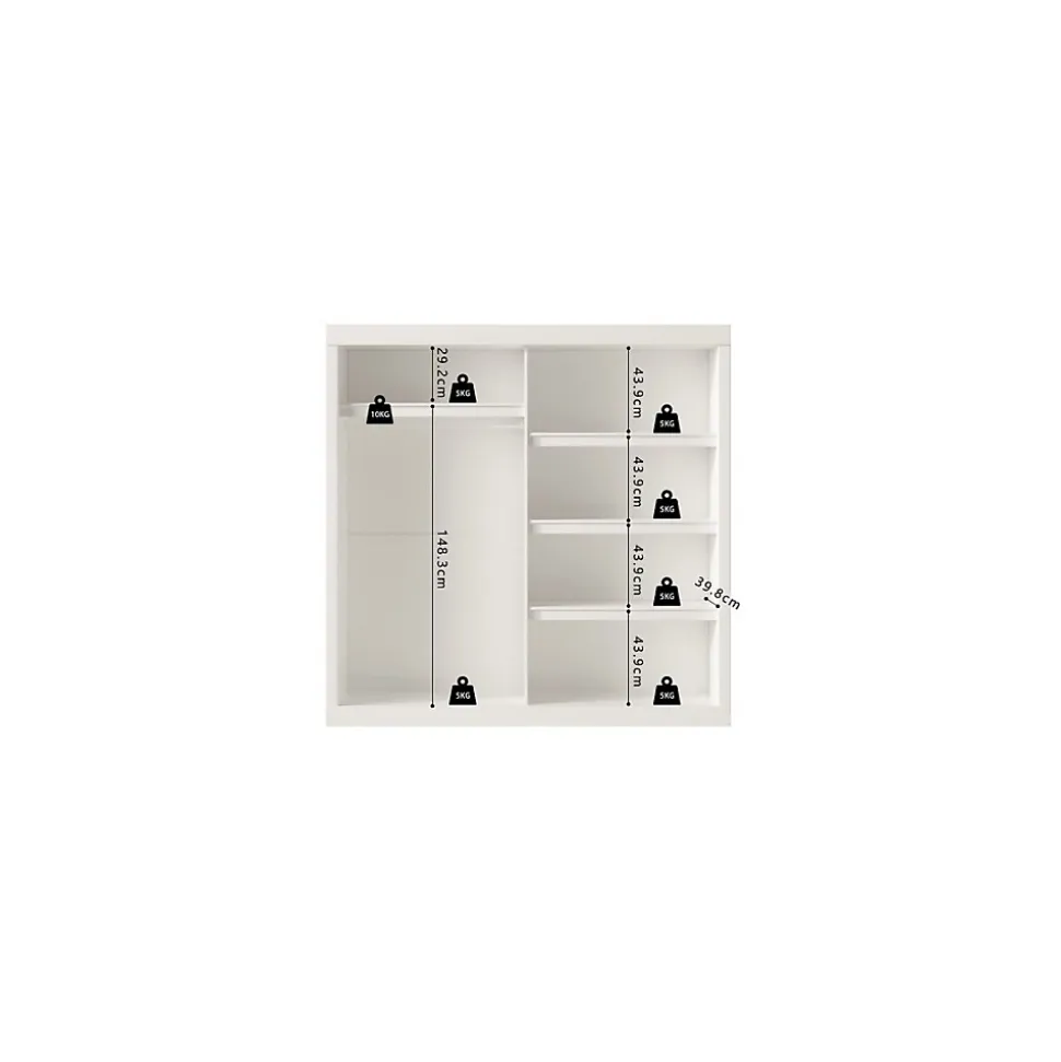 Garde Robe MILS, armoire 2 portes coulissantes avec miroir coloris blanc