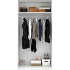 Garde-robe 2 portes Abigale, Cintre pour chambre à coucher, Armoire polyvalente, 100x50h204 cm, Blanc