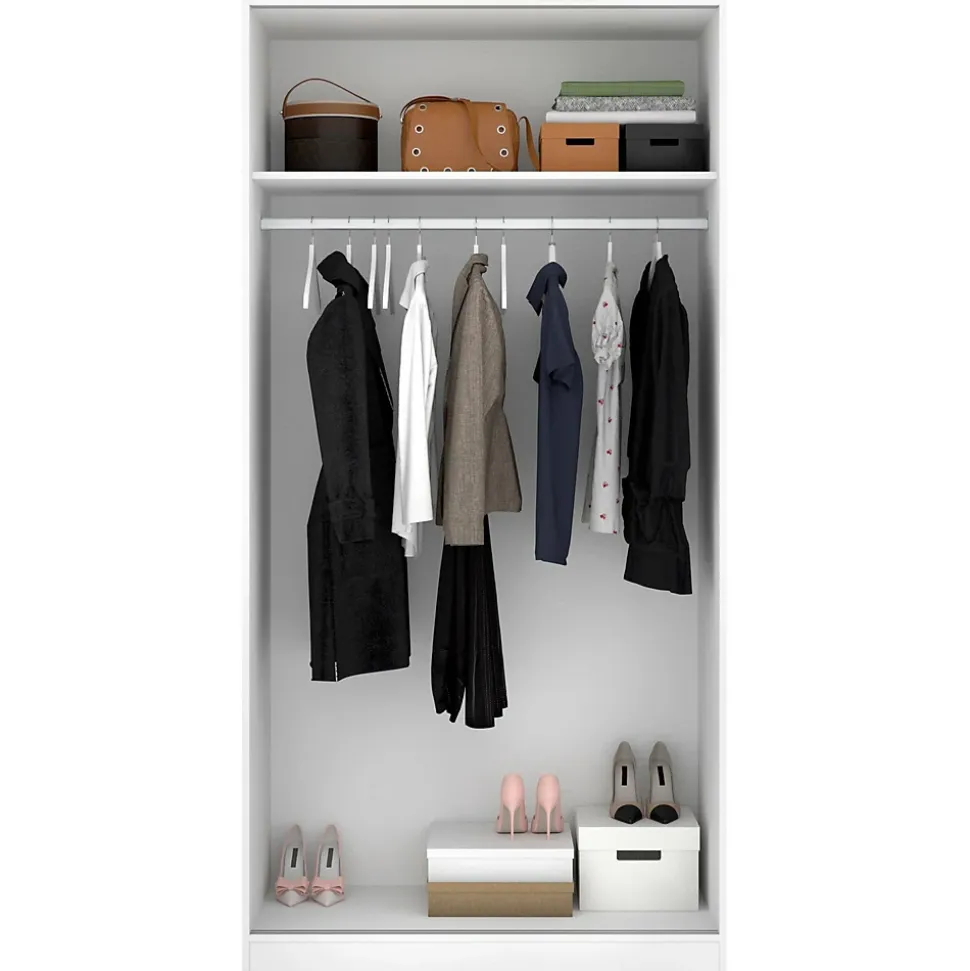 Garde-robe 2 portes Abigale, Cintre pour chambre à coucher, Armoire polyvalente, 100x50h204 cm, Blanc