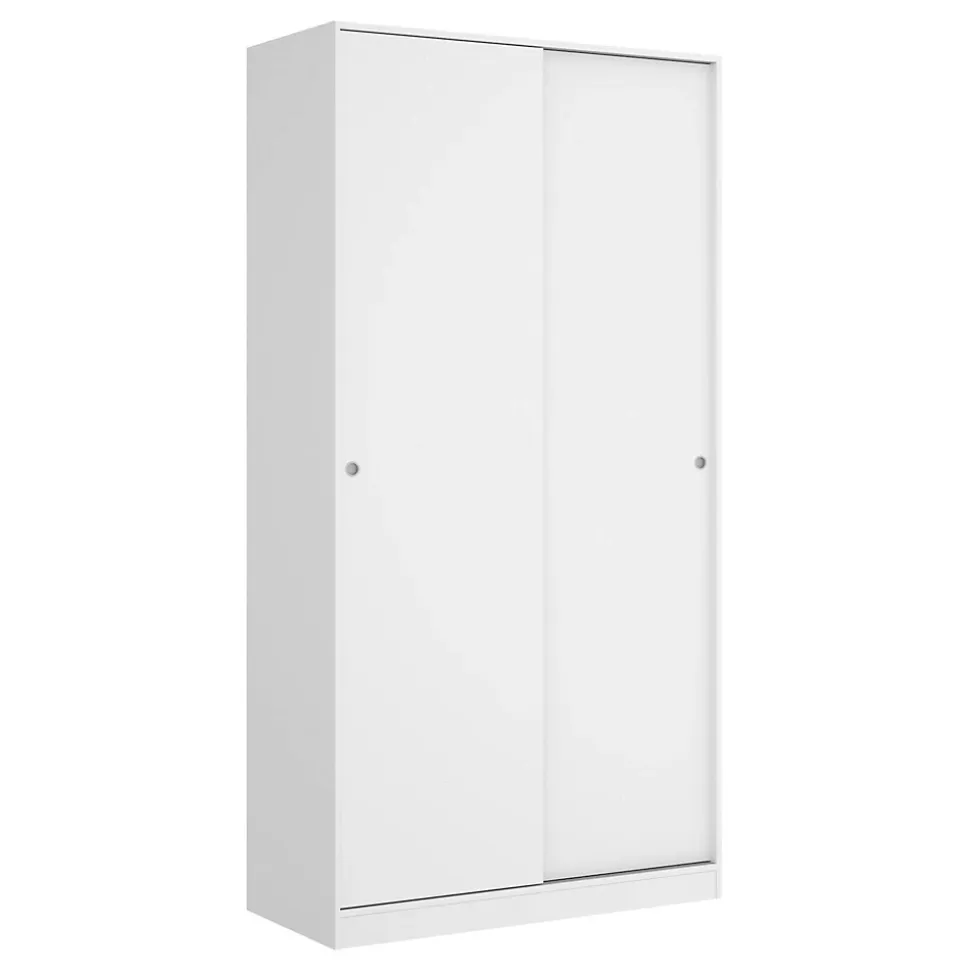 Garde-robe 2 portes Abigale, Cintre pour chambre à coucher, Armoire polyvalente, 100x50h204 cm, Blanc