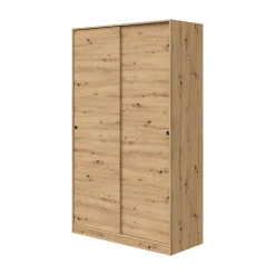 Garde-robe 2 portes Adrenalin, Armoire de chambre, Armoire avec 4 étagères et tringle à vêtements, 120x50h200 cm, Chêne Nodi