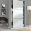 Garde-robe 2 portes Adrenalin, Armoire de chambre, Armoire avec 4 étagères et tringle à vêtements, 120x50h200 cm, Blanc