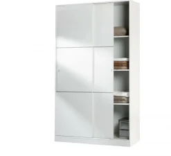 Garde-robe 2 portes Adrenalin, Armoire de chambre, Armoire avec 4 étagères et tringle à vêtements, 120x50h200 cm, Blanc