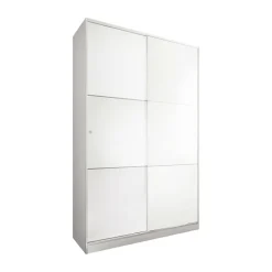 Garde-robe 2 portes Adrenalin, Armoire de chambre, Armoire avec 4 étagères et tringle à vêtements, 120x50h200 cm, Blanc