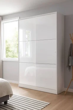 Garde-robe 2 portes Adrenalin, Armoire de chambre, Armoire avec 4 étagères et tringle à vêtements, 120x50h200 cm, Blanc