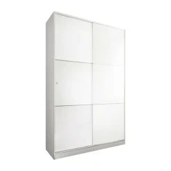 Garde-robe 2 portes Adrenalin, Armoire de chambre, Armoire avec 4 étagères et tringle à vêtements, 120x50h200 cm, Blanc