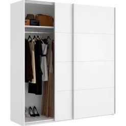 Garde-robe 2 portes Alias, Cintre pour chambre à coucher, Armoire polyvalente, 180x65h204 cm, Blanc