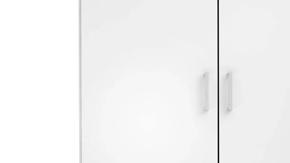 Garde-robe 2 portes Alibabba, Meubles de chambre, Penderie de plain-pied, Placard à vêtements, 77x49 h175 cm, Blanc